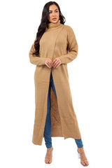 Khaki Turtleneck Long Maxi Sweater king-general-store-5710.myshopify.com