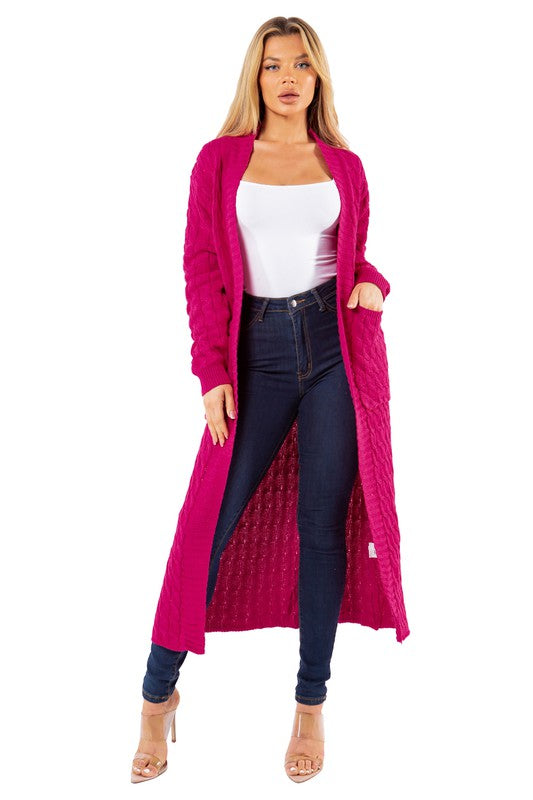 Fuchsia Long Maxi Cardigan king-general-store-5710.myshopify.com