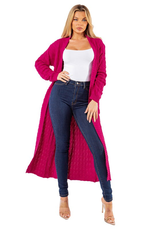 Fuchsia Long Maxi Cardigan king-general-store-5710.myshopify.com