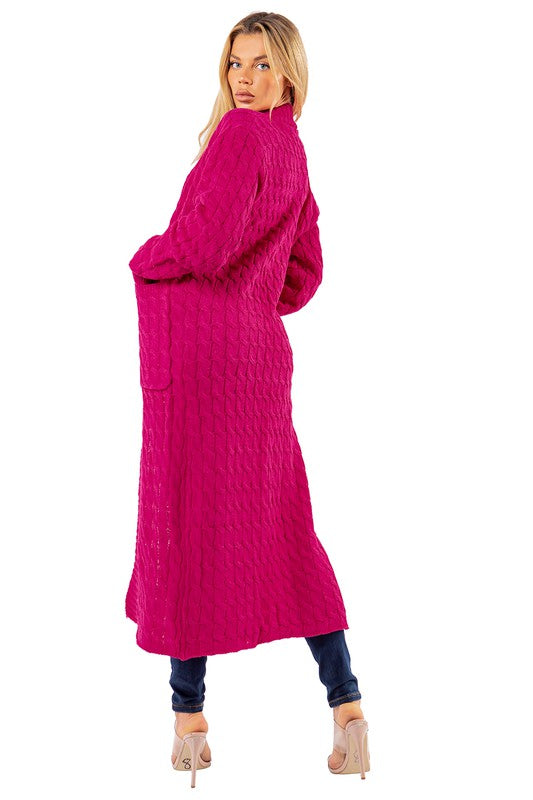 Fuchsia Long Maxi Cardigan king-general-store-5710.myshopify.com