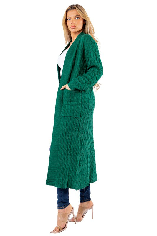 Forest Green/Black Longline Maxi Sweater Cardigan king-general-store-5710.myshopify.com