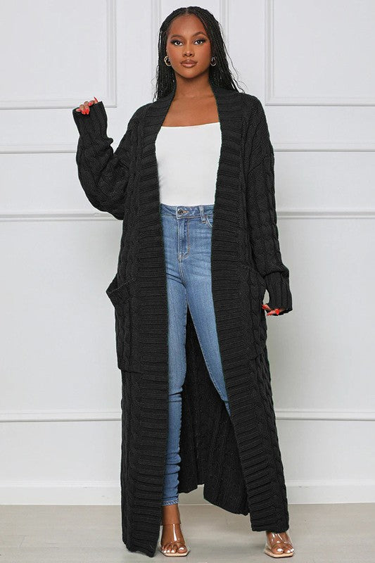 Forest Green/Black Longline Maxi Sweater Cardigan king-general-store-5710.myshopify.com