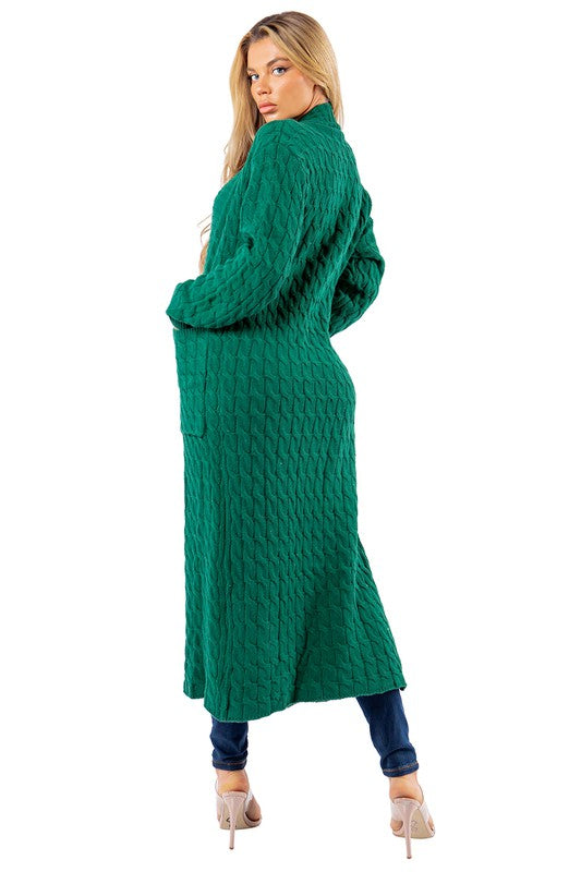 Forest Green/Black Longline Maxi Sweater Cardigan king-general-store-5710.myshopify.com