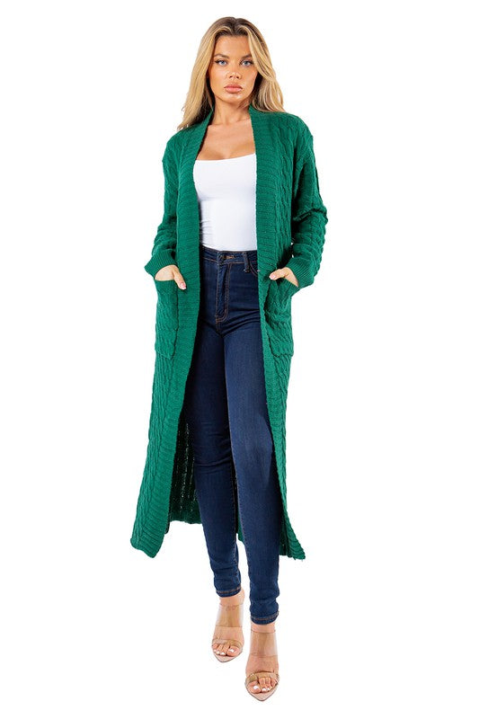 Forest Green/Black Longline Maxi Sweater Cardigan king-general-store-5710.myshopify.com