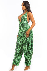 Green Multi Print Sexy Jumpsuit king-general-store-5710.myshopify.com