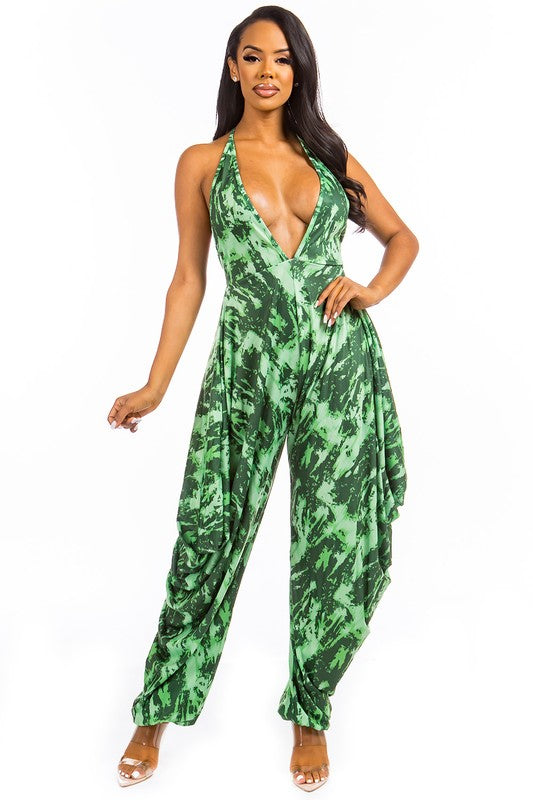 Green Multi Print Sexy Jumpsuit king-general-store-5710.myshopify.com