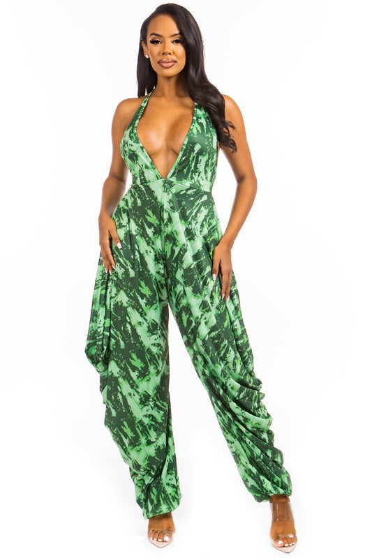 Green Multi Print Sexy Jumpsuit king-general-store-5710.myshopify.com