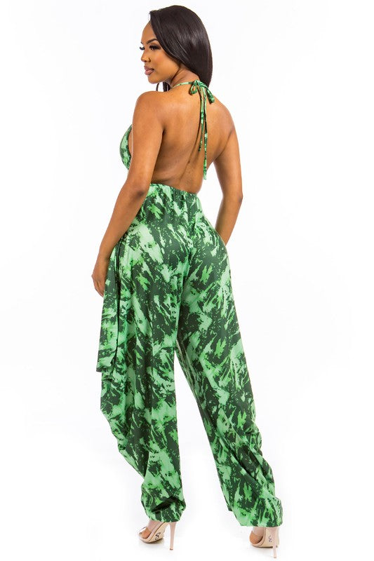 Green Multi Print Sexy Jumpsuit king-general-store-5710.myshopify.com