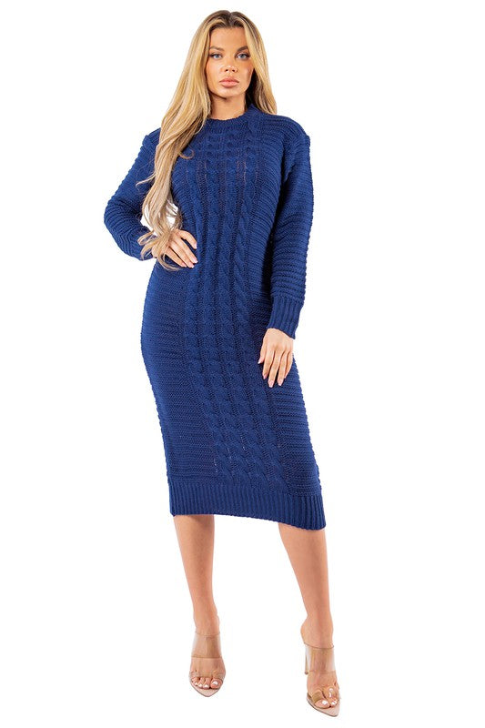 Navy Blue Long Maxi Sweater Dress king-general-store-5710.myshopify.com