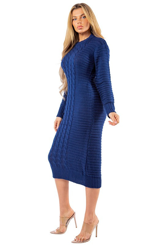 Navy Blue Long Maxi Sweater Dress king-general-store-5710.myshopify.com