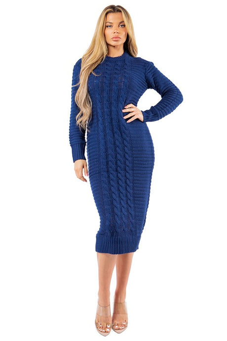 Navy Blue Long Maxi Sweater Dress king-general-store-5710.myshopify.com