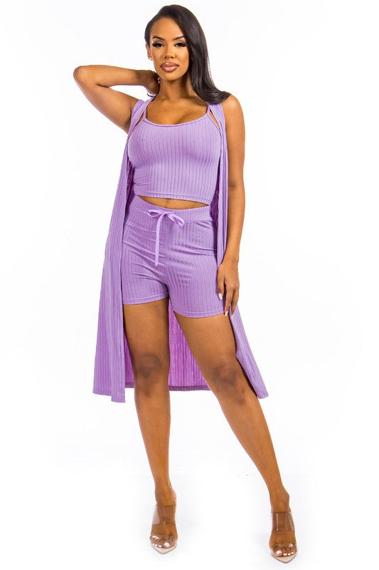 Lavender Three Piece Short Set king-general-store-5710.myshopify.com