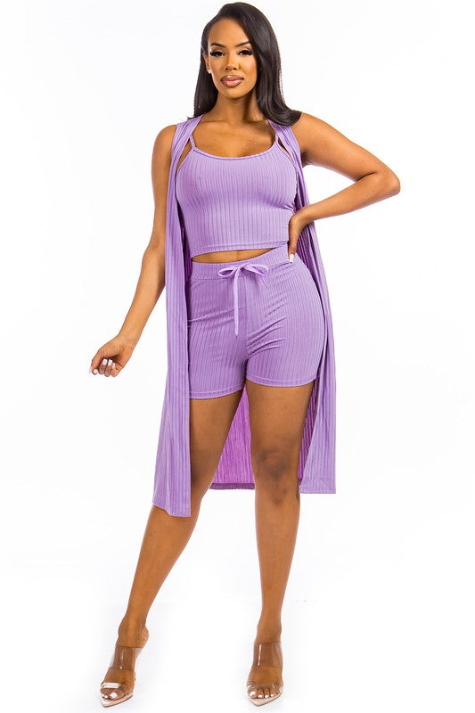 Lavender Three Piece Short Set king-general-store-5710.myshopify.com