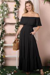 Off the Shoulder Flowy Maxi Dress king-general-store-5710.myshopify.com