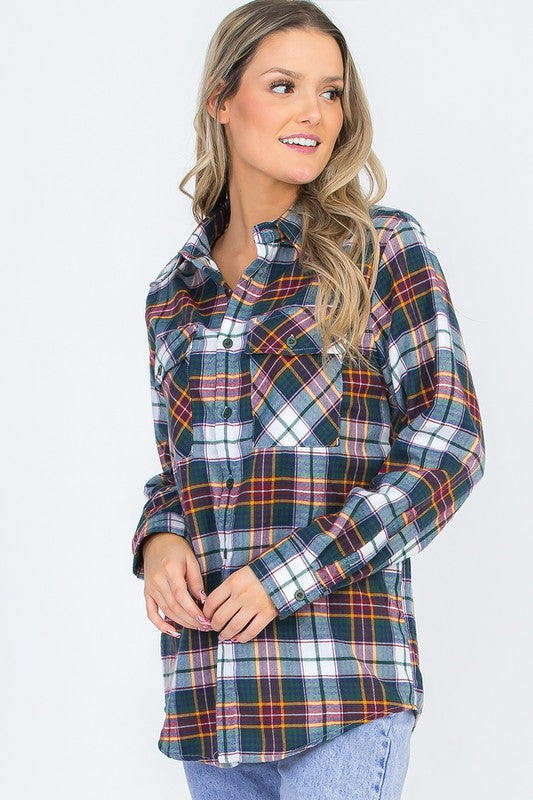 BOYFRIEND Fit Checker Plaid Flannel Long Sleeve king-general-store-5710.myshopify.com