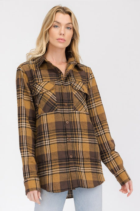 BOYFRIEND Fit Checker Plaid Flannel Long Sleeve king-general-store-5710.myshopify.com