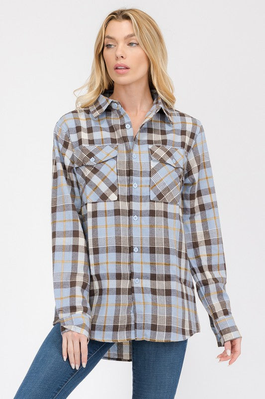 BOYFRIEND Fit Checker Plaid Flannel Long Sleeve king-general-store-5710.myshopify.com