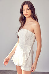 Strapless Eyelet Ruffle Strapless Romper