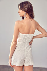 Strapless Eyelet Ruffle Strapless Romper