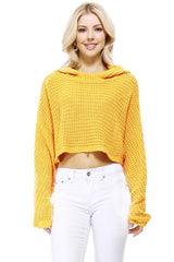 Bat Wing Sleeve Crop Waffle Knit Hoodie Top king-general-store-5710.myshopify.com