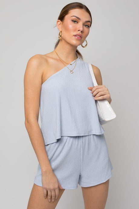 Sleeveless One Shoulder Layered Top Romper king-general-store-5710.myshopify.com