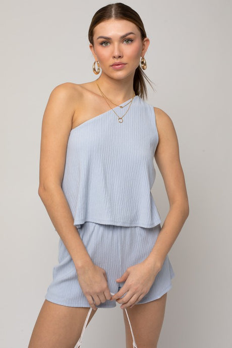 Sleeveless One Shoulder Layered Top Romper king-general-store-5710.myshopify.com