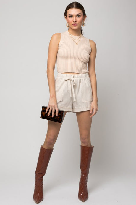 Elastic Waist Front Pocket Roll-Up Shorts king-general-store-5710.myshopify.com