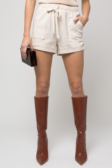 Elastic Waist Front Pocket Roll-Up Shorts king-general-store-5710.myshopify.com