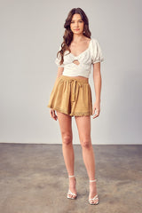 Boho Fringe Trim Hem Shorts