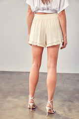 Boho Fringe Trim Hem Shorts