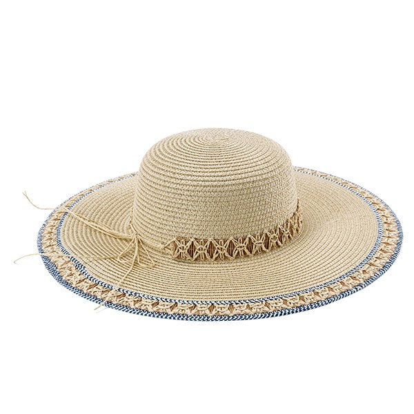 Wide Brim Summer Embroidered Boho Straw Hat