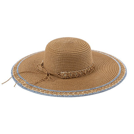Wide Brim Summer Embroidered Boho Straw Hat