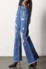 Medium Wash Distressed Dad Jeans