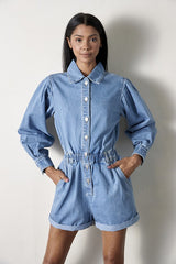 Vintage Short Medium Wash Denim Romper