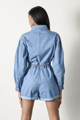 Vintage Short Medium Wash Denim Romper