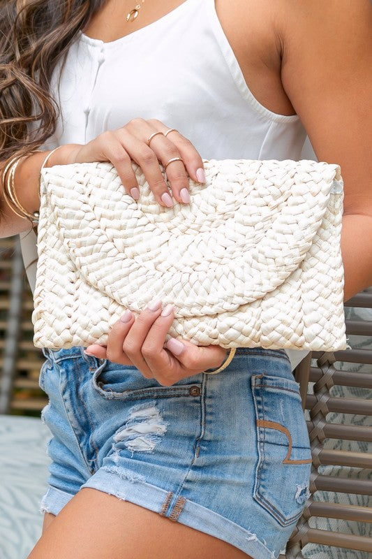 Fold Over Straw Clutch king-general-store-5710.myshopify.com