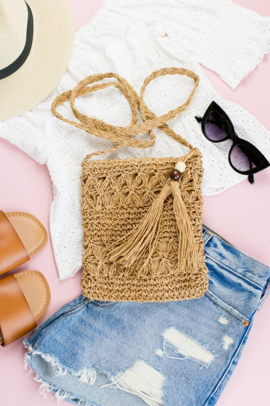 Woven Straw Tassel Accent Crossbody Bag king-general-store-5710.myshopify.com