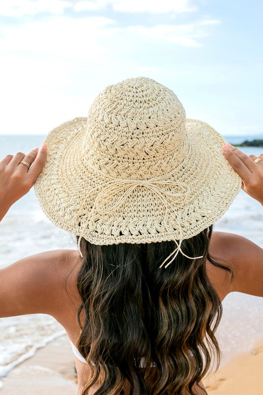 Raffia Bow Accent Woven Straw Sunhat king-general-store-5710.myshopify.com