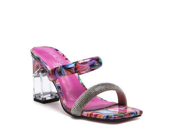 KRYPTON Clear Block Heeled Marble Print Slides king-general-store-5710.myshopify.com