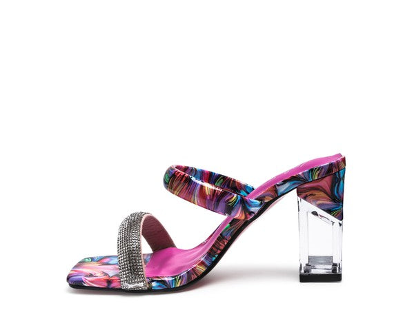 KRYPTON Clear Block Heeled Marble Print Slides king-general-store-5710.myshopify.com