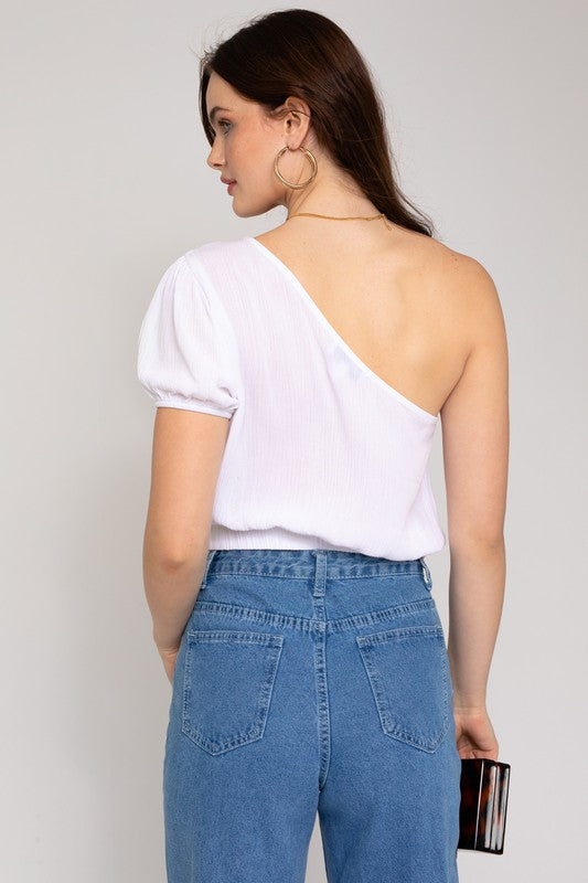 Short Sleeve One Shoulder Top