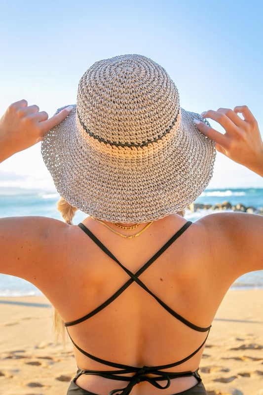 Stripe Accent Straw Bucket Hat king-general-store-5710.myshopify.com