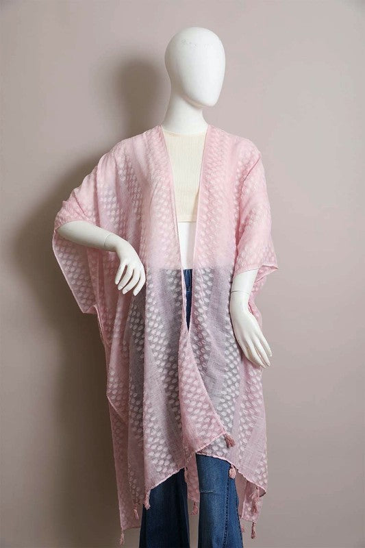 Pom Trimmed Jacquard Kimono king-general-store-5710.myshopify.com