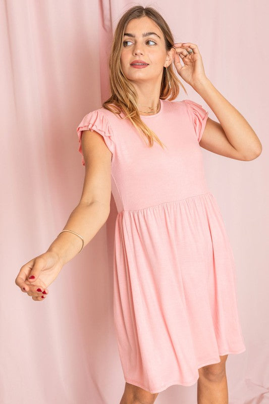 Plus Solid Ruffle Cap Sleeve Midi Dress king-general-store-5710.myshopify.com