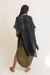 Diamond Embroidered Frayed Edge Kimono king-general-store-5710.myshopify.com