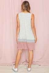 Stripe A-Line Color Block Midi Dress