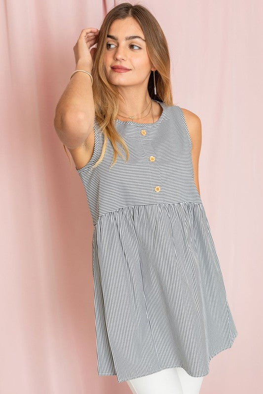 Chambray Babydoll Tunic Top