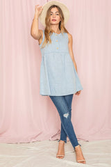 Chambray Babydoll Tunic Top