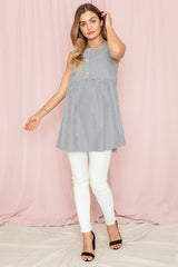 Chambray Babydoll Tunic Top