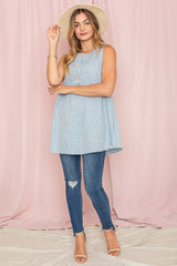 Chambray Babydoll Tunic Top